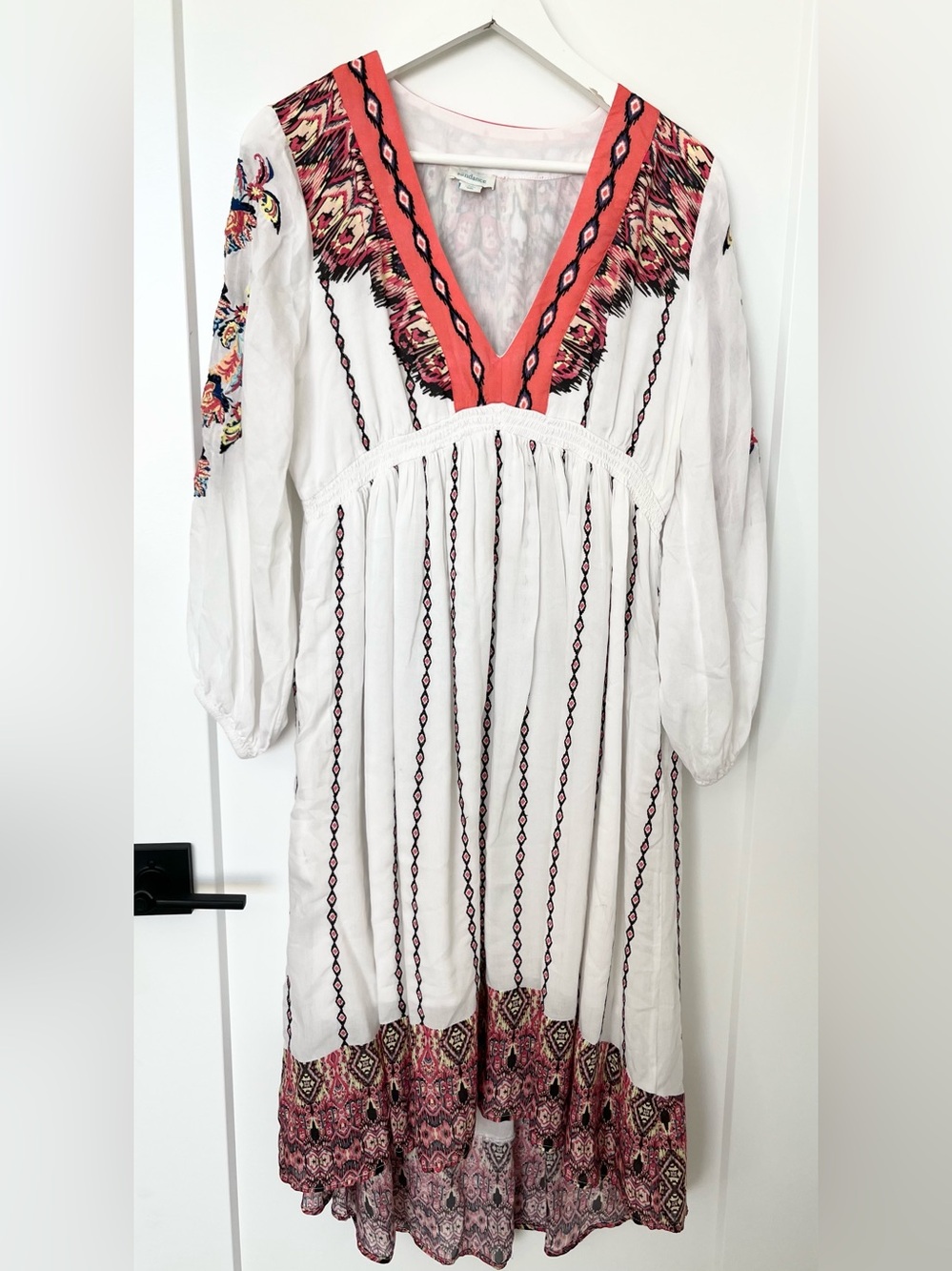 Sundance Catalog Embroidered High Low Amrita Story Dress Boho White Petite Small - Picture 2 of 15